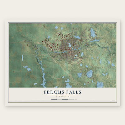 Fergus Falls, Minnesota map print, the full design