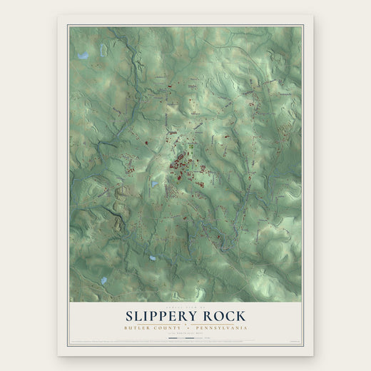 Slippery Rock, Butler County, Pennsylvania map print, the full design