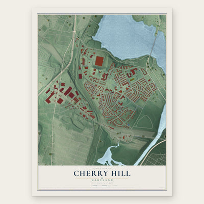 Cherry Hill, Maryland map print, the full design