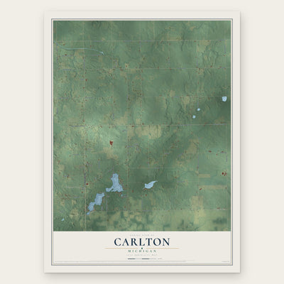 Carlton, Michigan map print, the full design