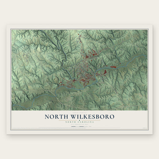 North Wilkesboro, North Carolina map print, the full design