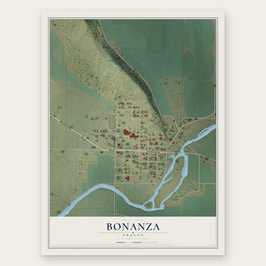 Bonanza, Oregon map print, the full design