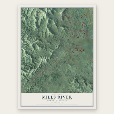 Mills River, North Carolina map print, the full design
