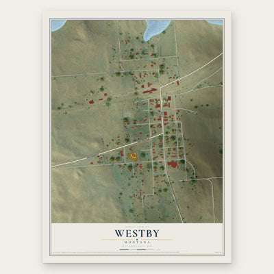 Westby, Montana map print, the full design