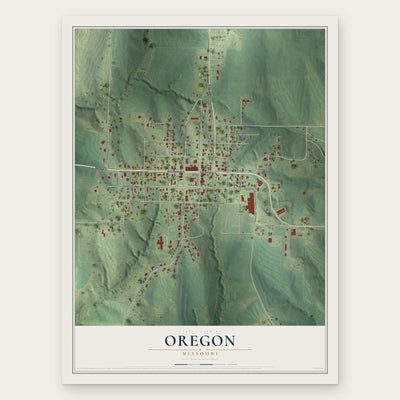 Oregon, Missouri map print, the full design