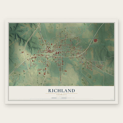 Richland, Georgia map print, the full design
