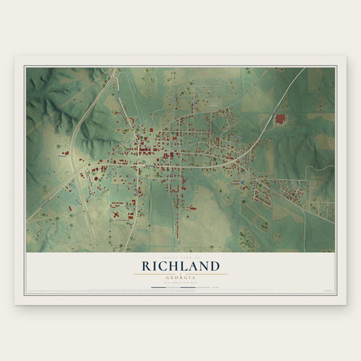Richland, Georgia map print, the full design