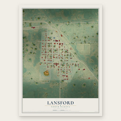Lansford, North Dakota map print, the full design