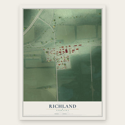 Richland, Nebraska map print, the full design