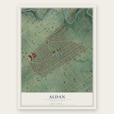 Aldan, Pennsylvania map print, the full design