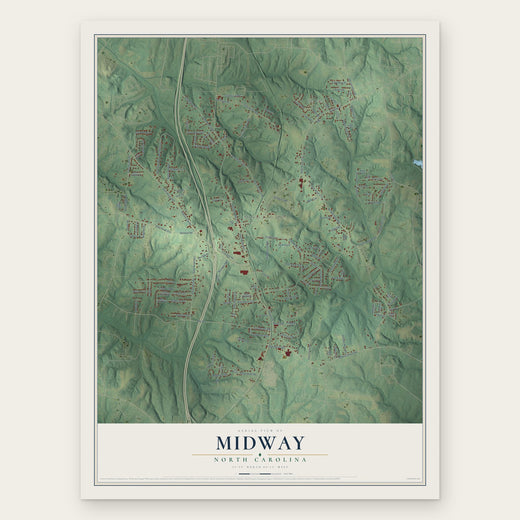 Midway, North Carolina map print, the full design