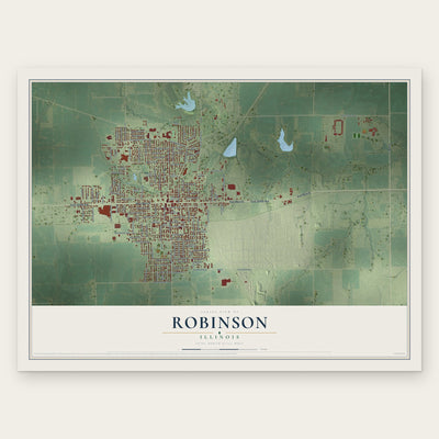 Robinson, Illinois map print, the full design