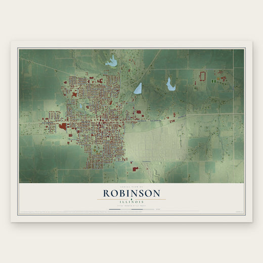 Robinson, Illinois map print, the full design