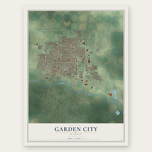 Garden City, Kansas map print, the full design