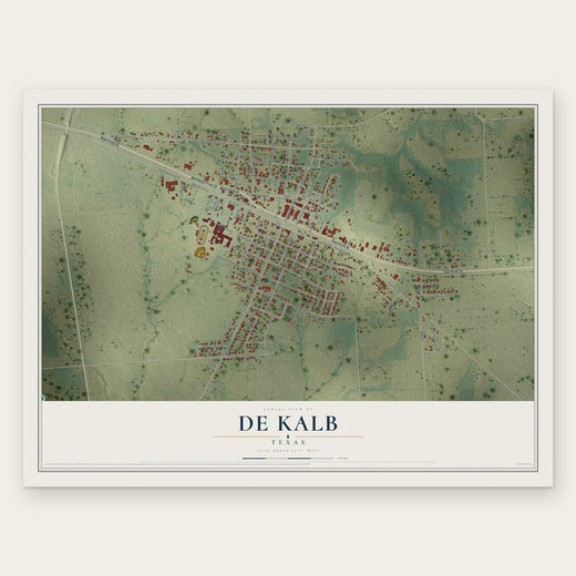 De Kalb, Texas map print, the full design
