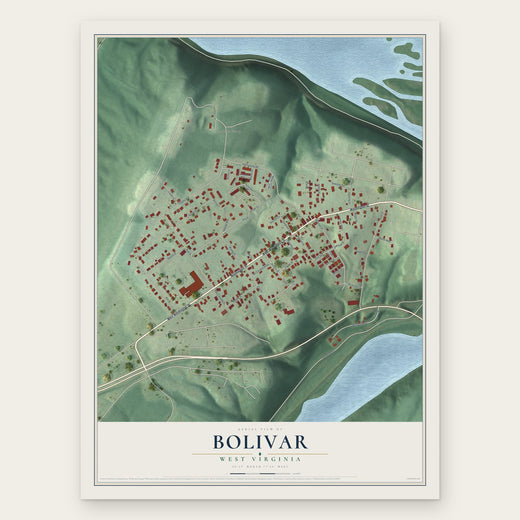 Bolivar, West Virginia map print, the full design