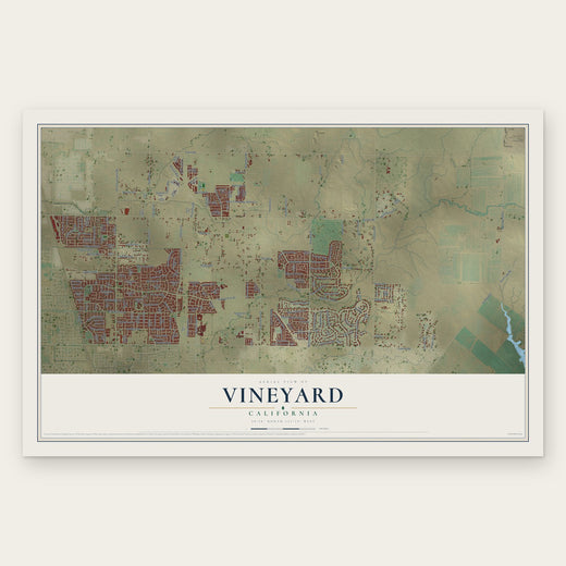 Vineyard, California map print, the full design