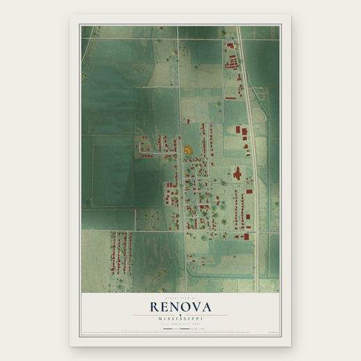 Renova, Mississippi map print, the full design