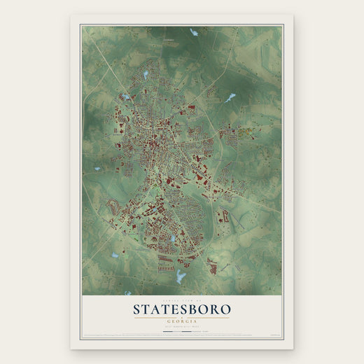 Statesboro, Georgia map print, the full design