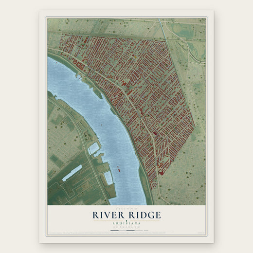 River Ridge, Louisiana map print, the full design