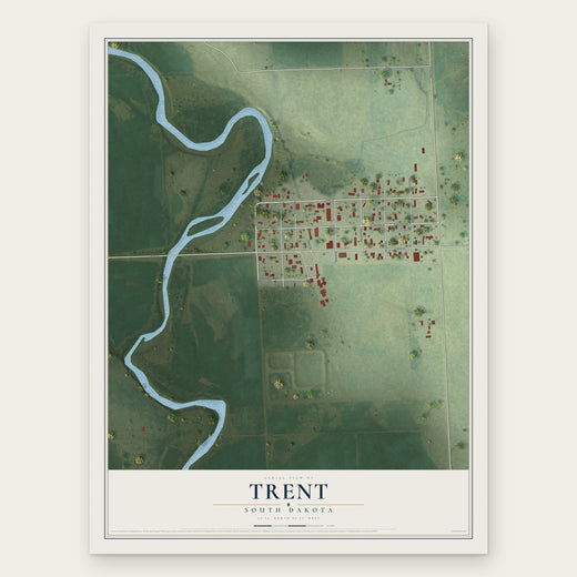 Trent, South Dakota map print, the full design