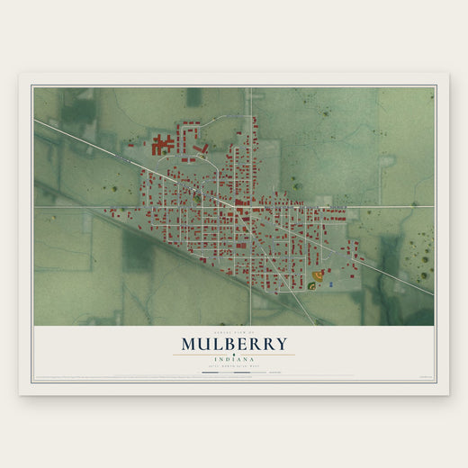 Mulberry, Indiana map print, the full design