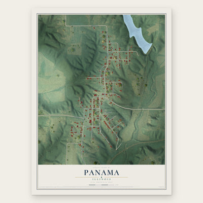 Panama, Illinois map print, the full design