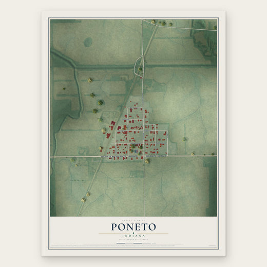 Poneto, Indiana map print, the full design