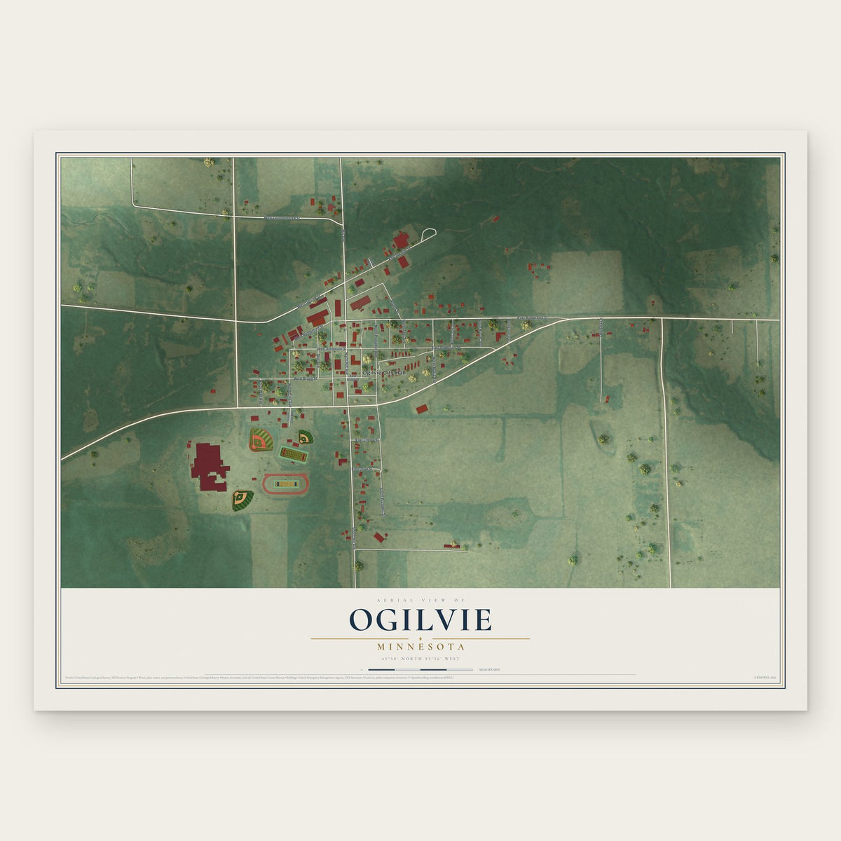 Ogilvie, Minnesota map print, the full design