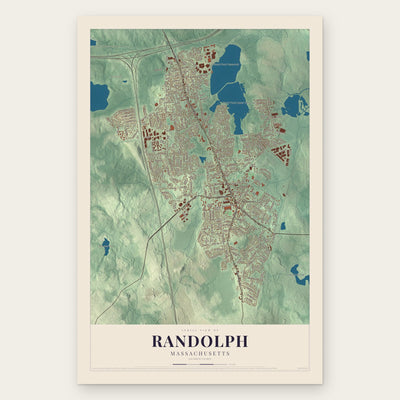 Randolph, Massachusetts map print, the full design