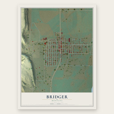Bridger, Montana map print, the full design