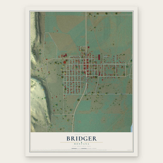 Bridger, Montana map print, the full design