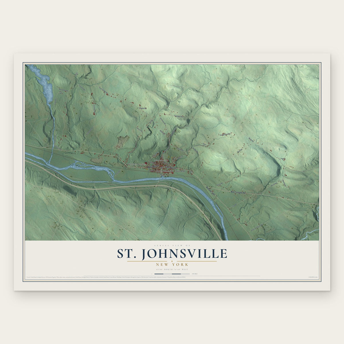 St. Johnsville, New York map print, the full design