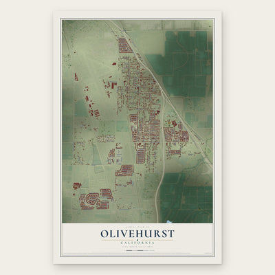 Olivehurst, California map print, the full design