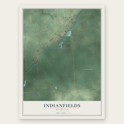 Indianfields, Michigan map print, the full design