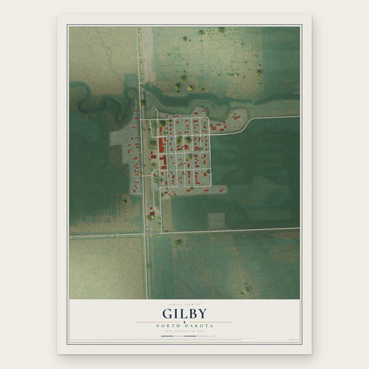 Gilby, North Dakota map print, the full design