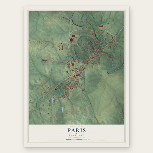 Paris, Kentucky map print, the full design