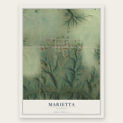 Marietta, Illinois map print, the full design