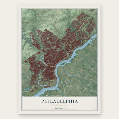 Philadelphia, Pennsylvania map print, the full design