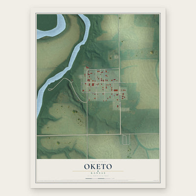 Oketo, Kansas map print, the full design