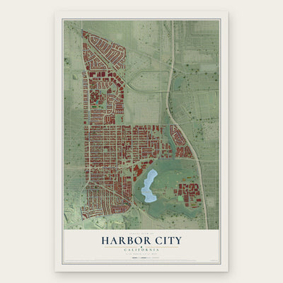Harbor City, California map print, the full design