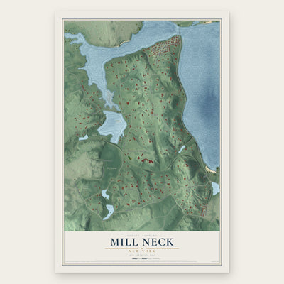Mill Neck, New York map print, the full design