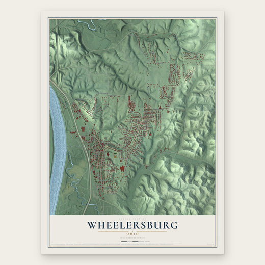 Wheelersburg, Ohio map print, the full design