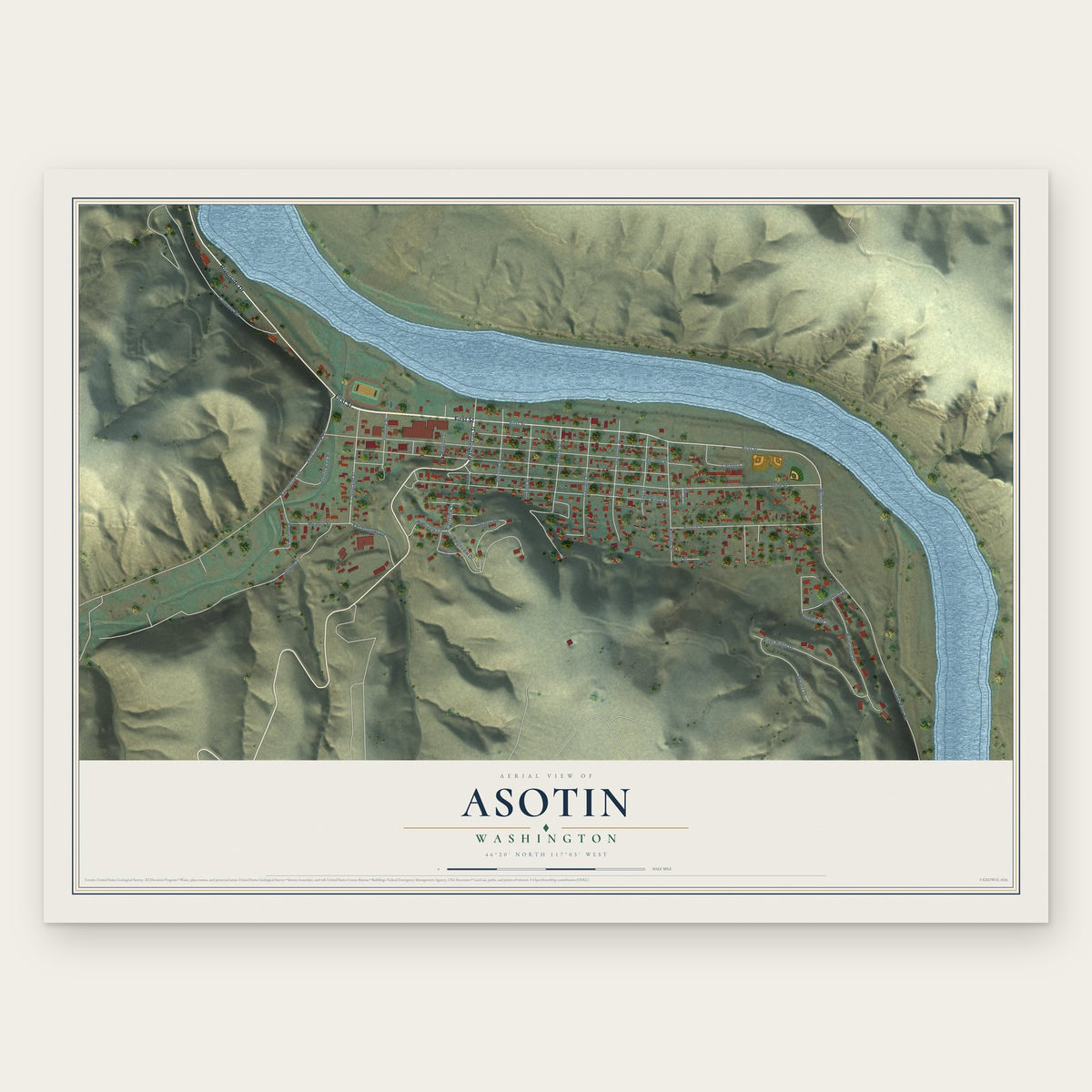 Asotin, Washington map print, the full design