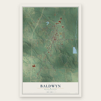 Baldwyn, Mississippi map print, the full design