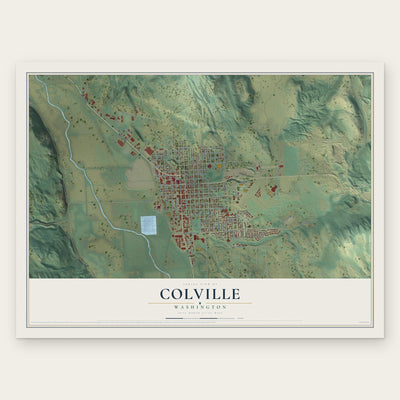 Colville, Washington map print, the full design