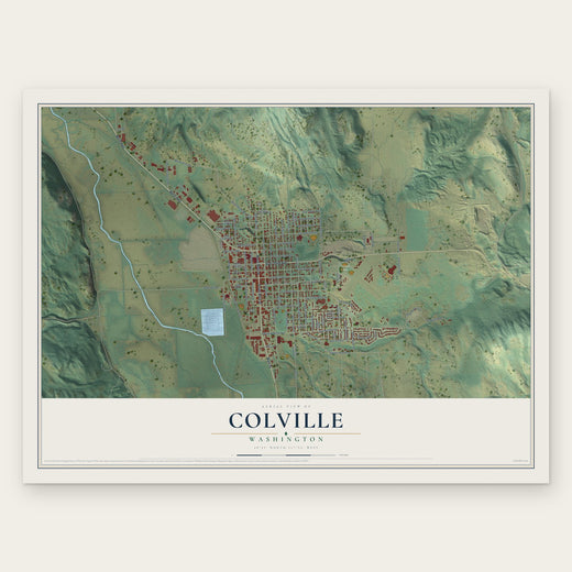 Colville, Washington map print, the full design