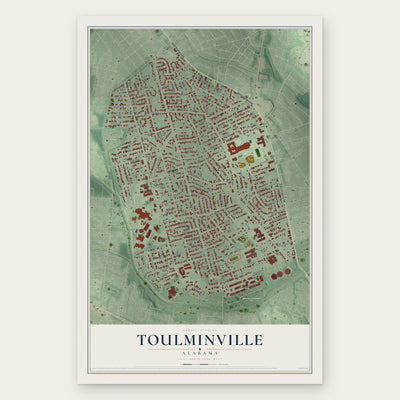 Toulminville, Alabama map print, the full design