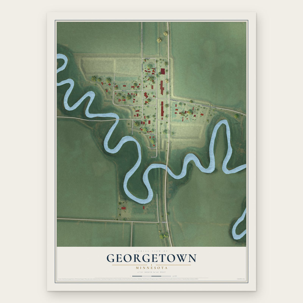 Georgetown, Minnesota map print, the full design