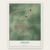 Dwight, Illinois map print, the full design